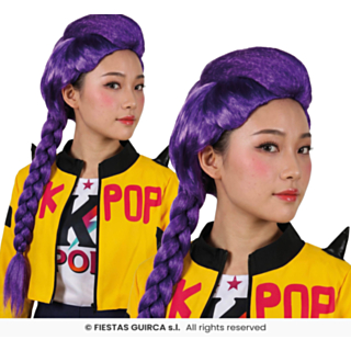 K-Pop Flätad Peruk Lila