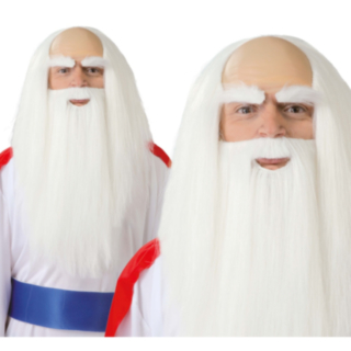 Gallisk Druid Peruk Med Skägg & Ögonbryn