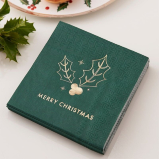 Merry Christmas Servetter Grön/Guld