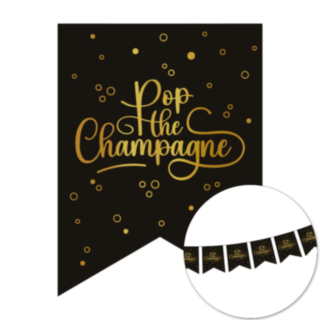 Pop the Champagne Vimpelgirlang Svart/Guld