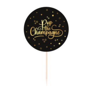 Pop the Champagne Tårtdekorationer Svart/Guld