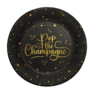 Pop the Champagne Papperstallrikar Svart/Guld