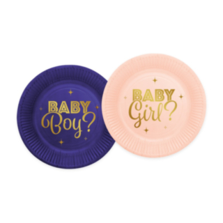 Gender Reveal Papperstallrikar Blå/Ljusrosa