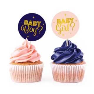 Gender Reveal Tårtdekorationer Blå/Ljusrosa