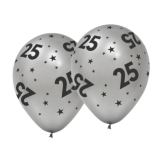 25 År Latexballonger Silver