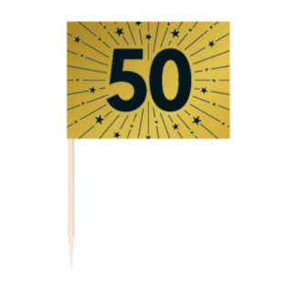 50 År Tårtflaggor Guld