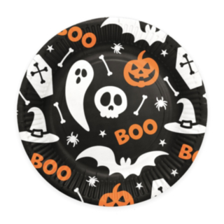 Halloween Boo Papperstallrikar Svart/Vit/Orange