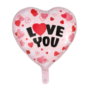 Love You Hjärtformad Folieballong Ljusrosa