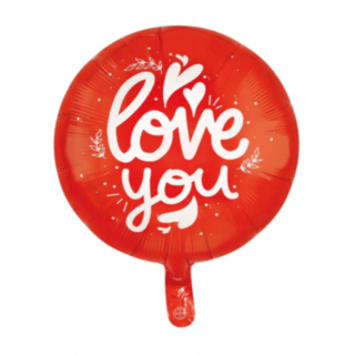 Love You Rund Folieballong Röd