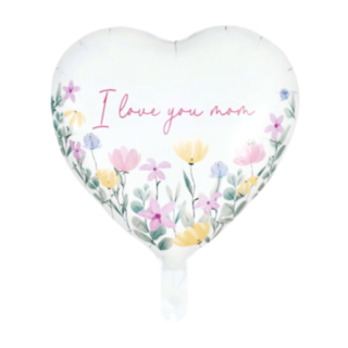 I Love You Mom Hjärta Folieballong Vit