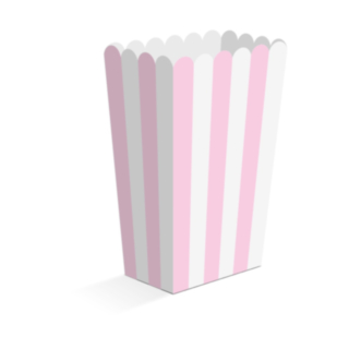 Randiga Popcornbägare Vit/Ljusrosa