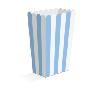 Randiga Popcornbägare Vit/Ljusblå