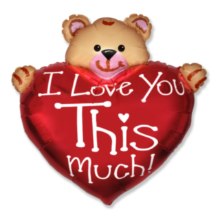 I Love You Nalle Folieballong Röd