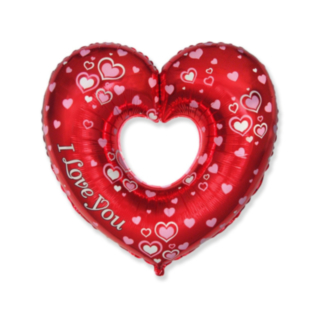 I Love You Hjärta Folieballong Röd