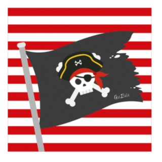 Piratflagga Servetter Röd/Svart