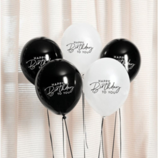 Happy Birthday To You Latexballonger Svart/Vit