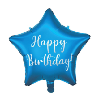Happy Birthday Stjärna Folieballong Blå