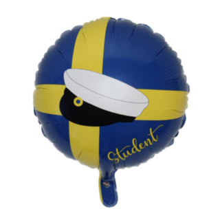 Rund Student Folieballong Blå/Gul