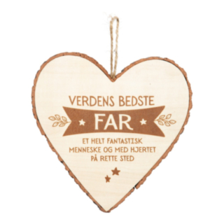 Verdens Bedste Far Trähjärta Beige