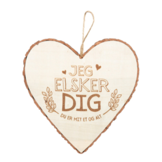 Jeg Elsker Dig Trähjärta Beige