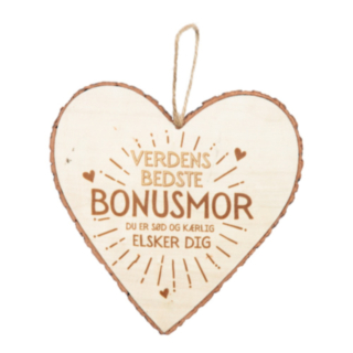 Verdens Bedste Bonusmor Trähjärta Beige