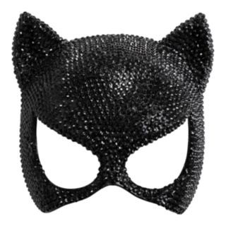 Katt Halvmask Med Strass Svart