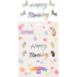 Happy Birthday Enhörning Girlang Silver