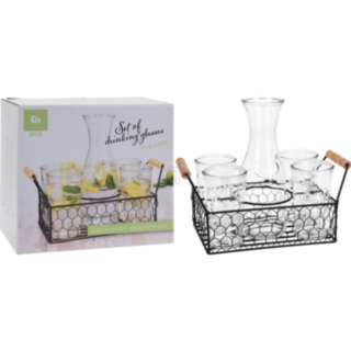 Glas & Karaff i Ställ Set