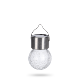 Hængende solcellelampe med tydelig top i rustfrit stål