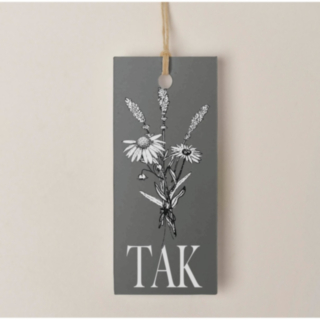 Tack Presentetikett Blomma Grå