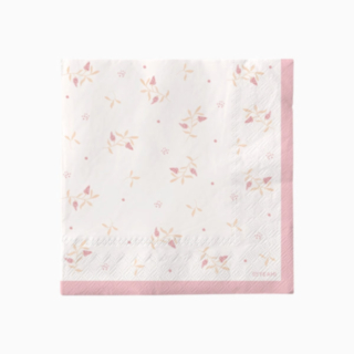 Blommiga Servetter Vit/Ljusrosa