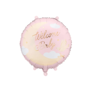 Welcome Baby Folieballong Ljusrosa