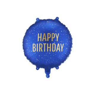 Happy Birthday Rund Folieballong Blå