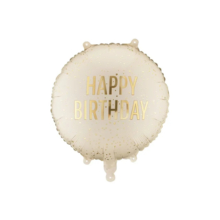 Happy Birthday Rund Folieballong Crème