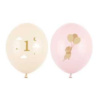 1-års Mus Latexballonger Ljusrosa