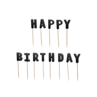 Happy Birthday Tårtljus Svart