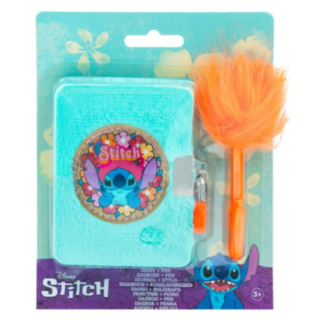 Stitch® Mjuk Dagbok Med Lås & Fluffig Penna