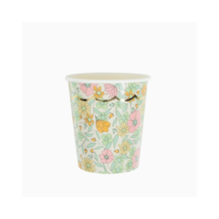 Blommigt Pappersmugg Rosa/Guld