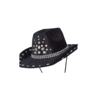 Svart cowboyhatt med rhinestones