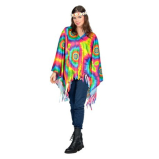 Hippie Tie Dye Poncho Flerfärgad