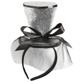 Silverglittrig hatt på hårband