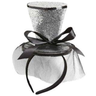 Silverglittrig hatt på hårband