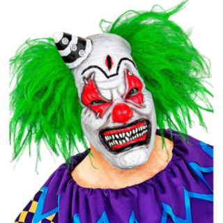 Skräckclownmask med grönt hår