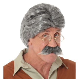 Geppetto Grå Peruk Med Mustasch
