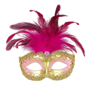 Ögonmask Med Fjädrar Rosa/Guld