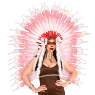 Indianfjäderhuvudprydnad rosa
