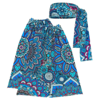 60-tals Mandala Pannband & Benvärmare Ljusblå