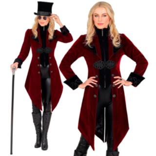 Gotisk Sammetsrock Dam Maskeraddräkt Röd