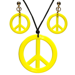 Hippie fredstecken smyckesset gul