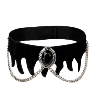 Gotisk choker med svart sten & kedjor